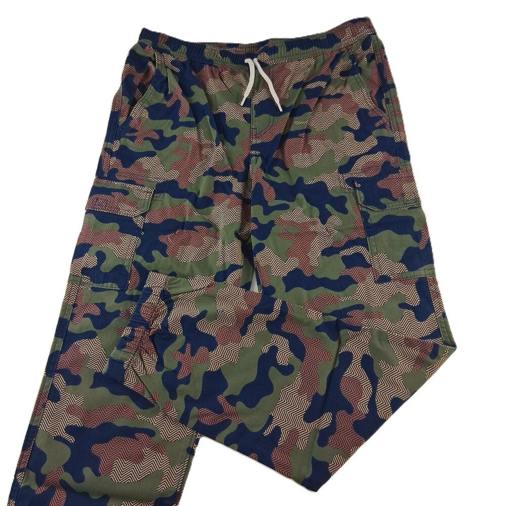 Lands End Iron Knee Stretch Jogger Pants Boys XL Husky Almond Bisque Camo